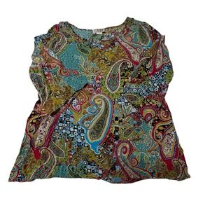Lady Noiz Blouse Womens 2X‎ Kimono Sleeves Multicolor Paisley Bohemian Artsy